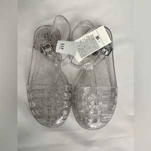 Gap Kids Jelly Silver Sparkly Sandals Size 11 #810895 NWT